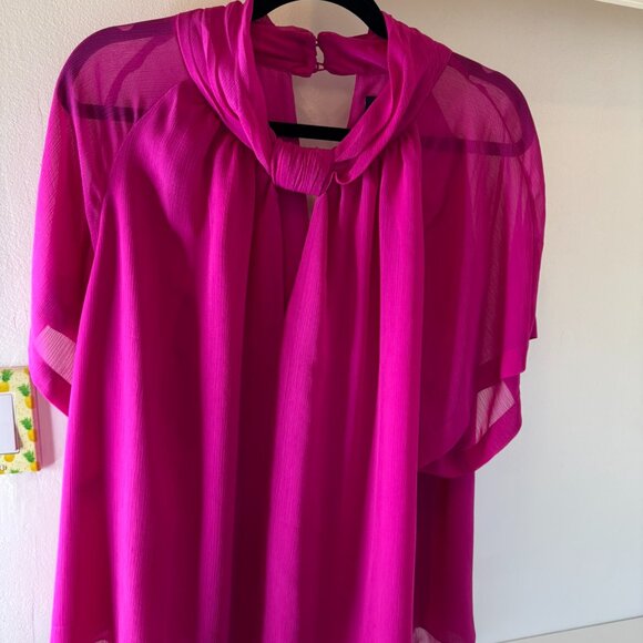 Rachel Rachel Roy Fuchsia Pleated Mock-Neck Blouse – Size 2X - Picture 6 of 9